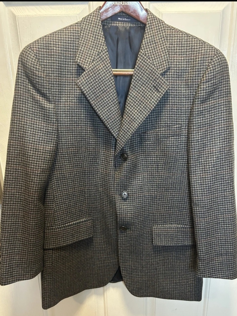 Ralph Lauren Mens 38R Sport Coat Wool Tweed Houndstooth Check Canada **Read